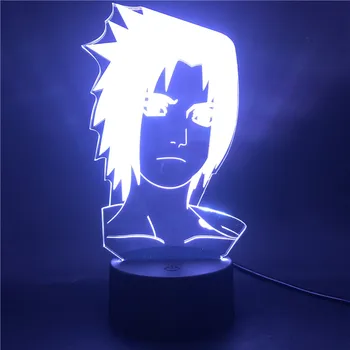 Naruto Figúrka Uchiha Sasuke Anime Nočné Svetlo LED pre Deti Dotykový Snímač 3D Lampa Deti Spálne Dekorácie Nočného Dary
