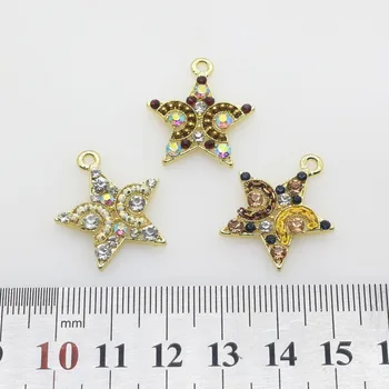 LKERAN 10pcs/veľa Star-tvarované pre golden, crystal Smalt Prívesok Charms DIY Kovové pracky Remesiel Dekorácie, Šperky, Doplnky