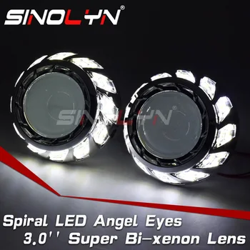 Sinolyn Angel Eyes Svetlometu Šošovky H4 H7 Bixenon Projektor HID 3.0 Super Objektív Špirála Takmer Na Auto Svetlá Príslušenstvo Retrofit