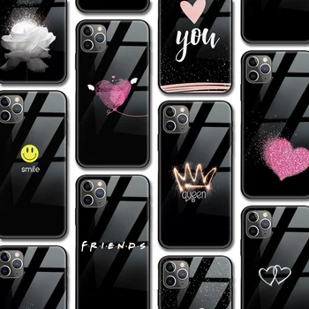 Priatelia Kráľovná Srdce Kvetinový puzdro pre Iphone 12 Pro puzdro pre Iphone 11 XR Pro XS MAX X 7 8 6 6 Plus SE 2020 Tvrdeného Skla Kryt
