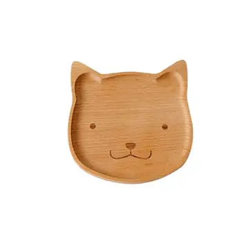Cartoon mačiatko medveď masívneho dreva tanieri drevený zásobník zásobník drevenou doskou nový rok darček denný pokrm, drevené misky Nové