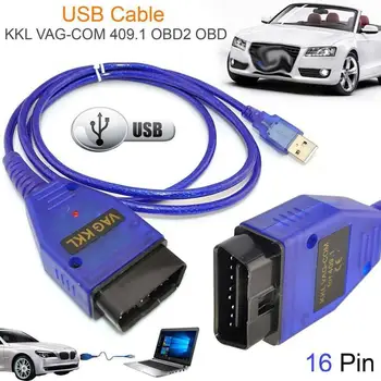 Univerzálny Auto Aux Kábel USB Vag-Com KKL Kábel Rozhrania VAG-COM 409.1 OBD2 OBD II Diagnostický Scanner Auto Kábel Aux Nástroj