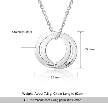 Personalizované 2 Názov Náhrdelník Jednoduché Kruhy, Prívesky, Náhrdelníky Vlastné Nehrdzavejúcej Ocele, Šperky, Darček pre Ženy (Lam Hub Fong)