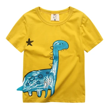 Roztomilý Bavlna Dieťa Cartoon Oranžová, Žltá Boy & Dievčatá Tričko Zábavné Dinosaura Najvyššej Kvality Pohodlné Textílie Tričko Pre Malé Deti