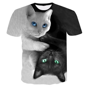 Off White Cat T-shirt dievčatá Chlapci 3D Šťastie Mačka Print T shirt deti Letné krátke rukávy Anime Harajuku Girls Topy Tees Kvapka Loď
