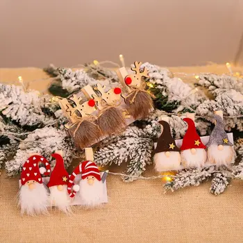 9pcs Vianočné Swedish Language Elk Dekorácie, Drevené Klipy DIY Foto Papier, Oblečenie Pohľadnicu Svorky Plavidlá