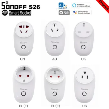Sonoff S26 WiFi Smart Plug Automatizácie Domov Diaľkové Bezdrôtové Ovládanie Adaptér APLIKÁCIE ovládanie Zásuvky pre Mobilný Telefón EU/US/UK/CN/AU