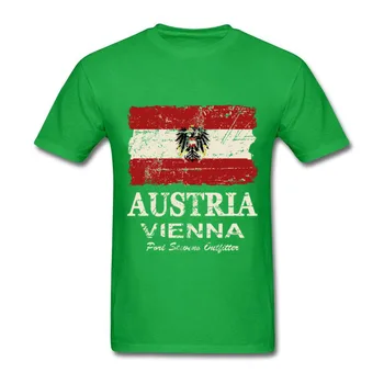 Rakúska Vlajka Mužov tričko Zábavné Digitálna Tlač O-krku Rakúsko Viedeň Bavlnené tričko Mužov Bežné Plus Veľkosť 3XL T-shirts