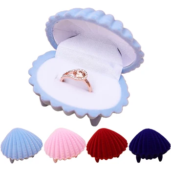 Kreatívny Krúžok Box Romantické, Elegantné Sea Shell Tvar Krúžok Prípade Náušnice Box Šperky Úložný Box Šperky Zobraziť Dropshipping