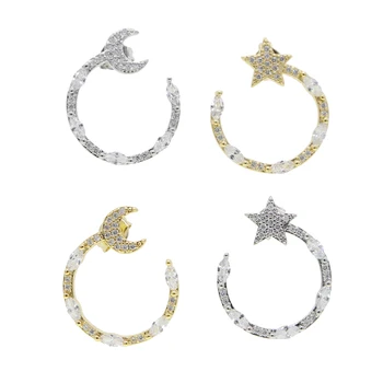 Vysoká kvalita cz ženy módne trendy šperkov klasické moon star tvarované rôzne tvarované bling biela cz kruhu geometrické náušnice