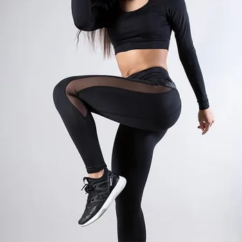NORMOV Black Fitness Leginy Ženy Vysoký Pás Cvičenie Legginngs Femmle Oka PU Kožené Patchwork Legíny Slim Nohavice