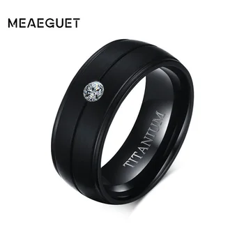 Meaeguet Titánu Cubic Zirconia Snubné Prstene Pre Mužov Black Rock Punk Prstene Zásnubné Príslušenstvo Šperky Anel