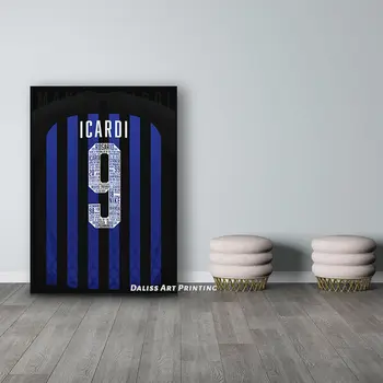 Plátno Icardi Inter Milan Home Obrázky Jersey Dekorácie, Obrazy Plagát HD Vytlačí Wall Art Modulárny Obývacia Izba Rámovanie