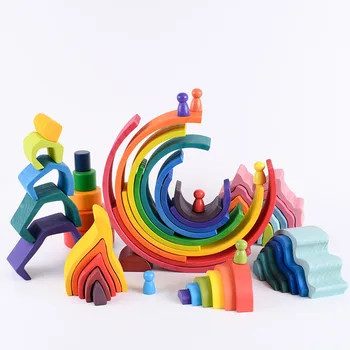 12 kusov veľkých rainbow stavebné bloky, farebné drevené stavebné bloky 3-6-8 rokov detské hračky darček k narodeninám