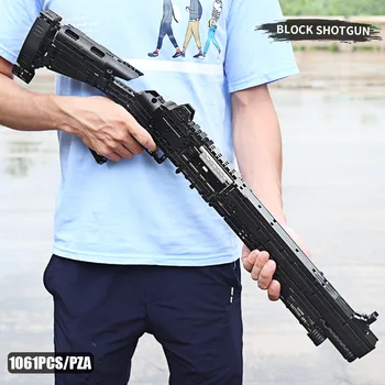 PLESNE KRÁĽ Montáž Blok Zbraň Na BENELLI M4 Super 90 Zbraň Automatická Zbraň Model stanovuje Stavebné kamene, Tehly Deti HOBBY Hračky, Darčeky