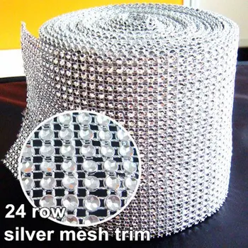 4 mm 24Rows 10 Metrov Silver Base Kamienkami Oka Orezávanie Duté Imitácia Crystal Stuha Cup Reťazca Pre Svadobné Dekorácie B0588
