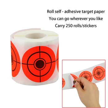 250 Kusov 5cmtarget Nálepky Roll samolepiace Streľba Papier Cieľ Roll Fluorescenčné Orange