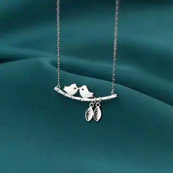 INZATT Reálne 925 Sterling Silver Bird Listy Choker Príveskom Náhrdelník Pre Módu Ženy Strany Jemné Šperky Roztomilý Darček Príslušenstvo