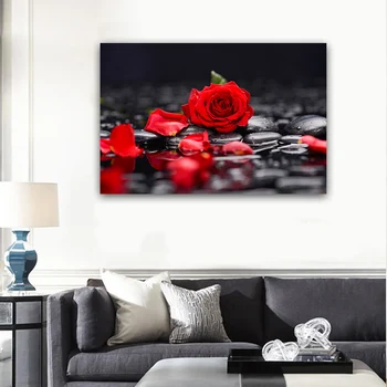 Červené Ruže Kvet Landacape Plagáty a Tlačí na Steny Umelecké Plátno na Maľovanie Čierna Biela Obraz Moderného Domova