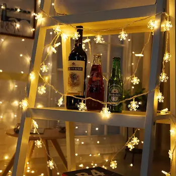 Snowflake LED Reťazec Svetlo Víla Teplá Biela Garland Domov Vianoce Rozprávkových Svetiel Navidad Svadobná Výzdoba Vianočná Výzdoba pre Domov