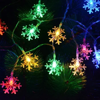 10/20/40 LED Snowflake Svetlo String Ligotať Girlandy Batérie Powered Vianočné Čítanie Dovolenku Strany Vianočný Strom Decor Víla Svetlo