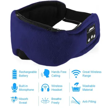 Umývateľný Spanie pre Slúchadlá, Očná Maska Bezdrôtová 5.0 Slúchadlá Spánku Mäkké očná maska Stereo Handsfree Headset s Mikrofónom