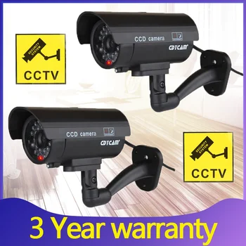 2 ks Falošné Figuríny CCTV Vodotesný Fotoaparát S Blikajúce LED Pre Vonkajšie alebo Vnútorné Realisticky falošné Kamery pre Bezpečnosť Cam