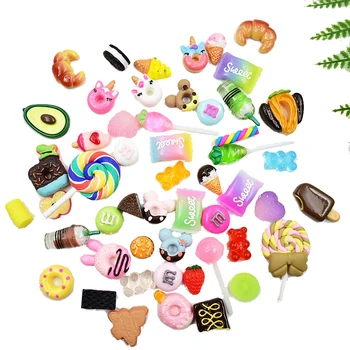 50PCS Mix Candy Živice Charms Simulácia Potravín Cabochon DIY Embellishment Príslušenstvo Brošňa Chladnička Vlasy Kapely Dekorácie