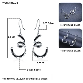 Black Awn 2020 Nové Trendy Autentické 925 Sterling Silver Náušnice Čierne Spinelovou Drop Náušnice pre Ženy, Jemné Šperky I136