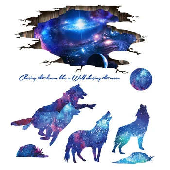 [shijuekongjian] Vesmíru Galaxy Samolepky na Stenu Vinyl DIY Mesiac Vlci nástenná maľba Obtlačky pre Deti Izbách Dieťa Spálne Dekorácie
