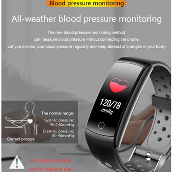 Fitness Tracker Kapela s EKG/BPG Telesnej Teploty Srdcovej frekvencie, Krvného Tlaku Kyslíka Kroky Inteligentné Náramkové hodinky pre Starých Ľudí Q8T