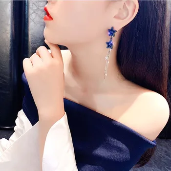 2020 Fashion Star Dlhý Strapec Náušnice Reťazca Vyhlásenie Náušnice Pendientes kórejský Bling Crystal Ženy Drop Náušnice Šperky XH