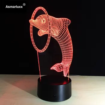 Dolphin Nočná Lampa v štýle Art Deco Lampa Úžasné Farebné 3D Nočné Svetlo pre Deti, Lacné Ceny Drop Shipping