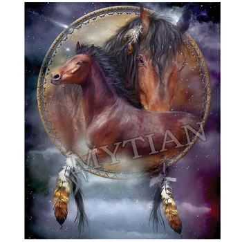 Kôň& Eagle Dream Catcher výšivky vzor 5D diamond maľovanie plný vrták živice cross-stitch mozaikové obrázky vyšívanie, dekor