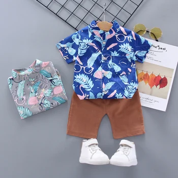 Letné detské Oblečenie Set Baby Chlapci Tričko Krátky Rukáv Topy+ Šortky, Nohavice, Oblečenie Set Baby Boy Flamingo Tlač Oblečenie Sady