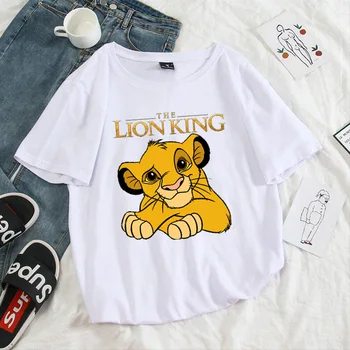 Ženy T-shirt Oblečenie Lion King Karikatúra Tlače, T Košele Ženy Estetické Harajuku Krátky Rukáv Roztomilý Tričko O Krku Top Plus Veľkosť