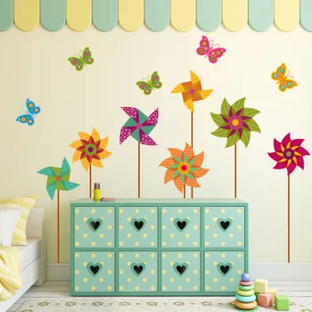 DIYWarm steny farebné veterný mlyn samolepky na stenu detskej izby mš domáce dekorácie cartoon stenu odtlačkový pvc nástenné kresby