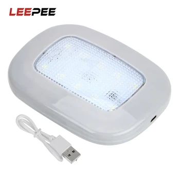 LEEPEE Univerzálny prostriedok Strecha Strop Lampa 10 LED Auto Interiéru Svetlo Nabíjania cez USB Biele Auto Svetla na Čítanie Magnet Dome Svetlo