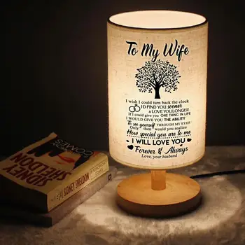Manžel Mojej Manželke Drevo Stolná Lampa Moderného Obývacej Izby, Spálne, Nočné Lampy, Nočné Svetlo Teplé Biele Darček Drevo Stolná Lampa