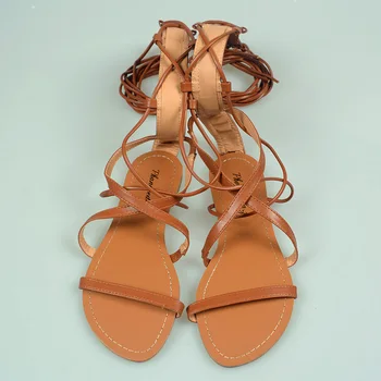 Nové 2019 Topánky Ženy Sandále Bežné Ploché Čipky Sexy Kolená Vysoké Topánky Gladiator Kravatu String Autor Kvalitné Letné Štýl