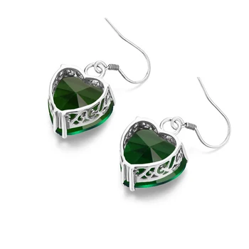 Srdce Emerald Visieť Náušnice pre Ženy Zelená Klenot Kameň Striebro Earings 925 Kamene, Náušnice Handmade Šperky, Darčeky pre Ženy