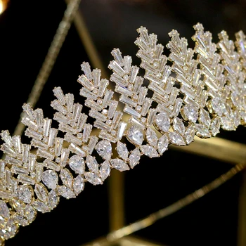 ASNORACubic zirconia svadobné svadobné tiara koruny hlavový most dámy strany príslušenstvo šperky