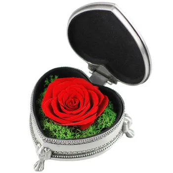 Večný Konzervované Čerstvý Kvet Ruže Krúžok Box Svadobné mamy Festival Darček Pre Nesmrteľný Valentína Skutočné Prírodné Rastlinné