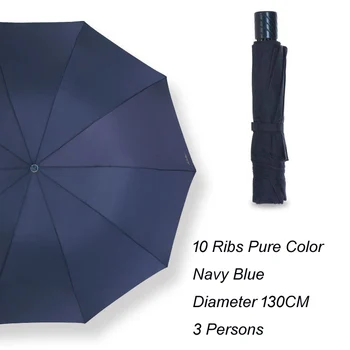 Ultra Veľké Unbrella - 51 Palcový Baldachýn Celú Rodinu pre silný Dážď 521g 3 Skladacie Vetru Nepremokavá Anti UV Oceľový Rám Dáždnik