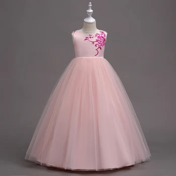 Výšivky Dizajnér Maxi Dievčatá Formálne Oblečenie šaty Večerné Šaty pre Svadobné Biele Mäty, Levandule Broskyňa Hot Pink Dlhé Šaty