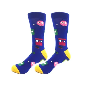 4pairs/veľa Bežné Teplé Mens Ponožky Happy Cartoon Vzory Zábavné kompresné ponožky 2018 Jeseň Zima Nové Farebné Bavlna Mužov Ponožky