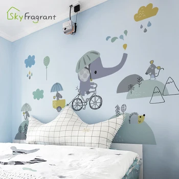 Cartoon baby slona stenu, nálepky, detská izba dekorácie stenu spálne dekor samolepiace nálepky na domov, dekorácie
