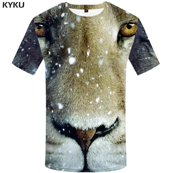 KYKU Značky Lion T Shirt Ženy Tričko Streetwear Snehu T-Shirt Zvierat Oblečenie Veľká Veľkosť 3d Tričko Tlač Hip Hop Oblečenie Letné Nové