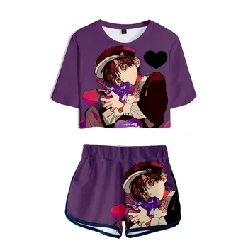 Cezhraničné hot predaj cosplay costumeToilet-Viazané Hanako-kun digitálna tlač 3D otvoriť pupok krátky rukáv T-shirt šortky nastaviť