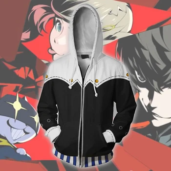 Anime Persona 5 Joker Hoodie Unisex Kabát 3D Vytlačené Ren Amamiya Cosplay Kostým
